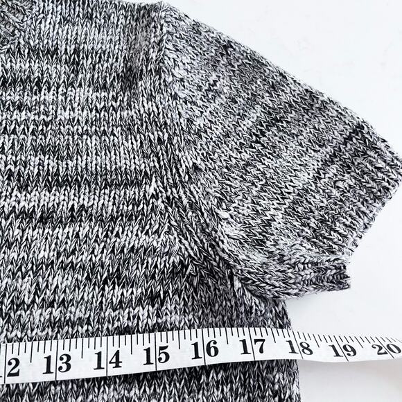 Kate Spade Black White Space Dye Heathered Knit Short Sleeve Crewneck Sweater S - Picture 4 of 6